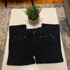 Christopher blue black capris